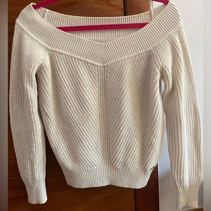 White Abercrombie & Fitch off the shoulder sweater. Size small, great condition.